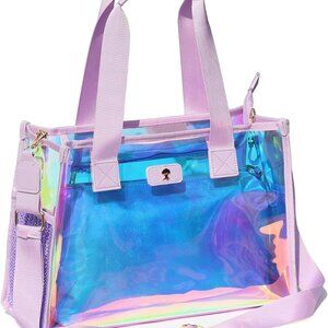 Stylish Iridescent Clear Stadium Tote with Pouch - Perfect for Events & Travel